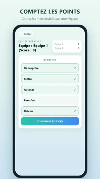 30 Seconds – score de la manche