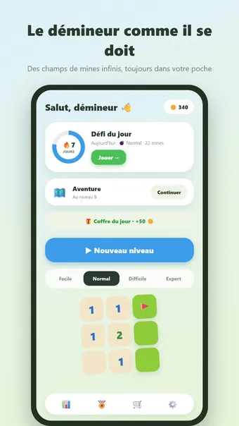 Démineur – menu principal