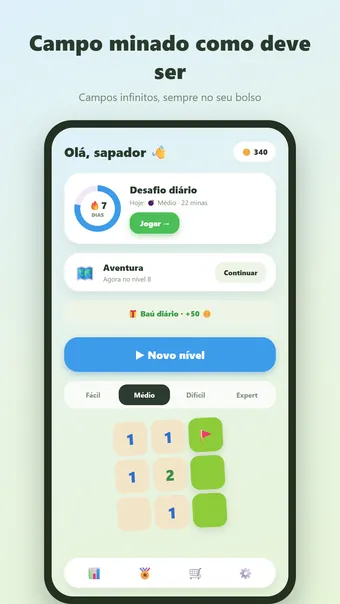 Campo Minado – menu principal
