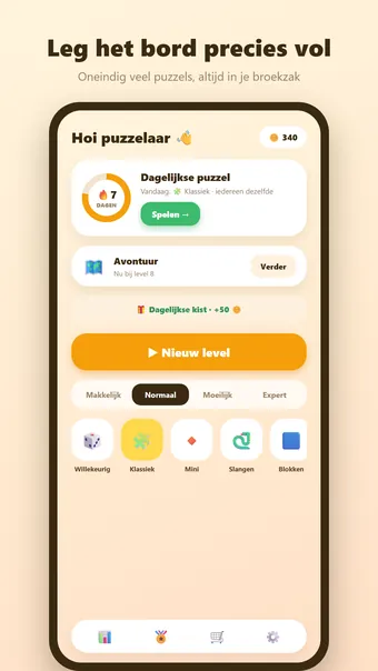 Blokpuzzel – hoofdmenu