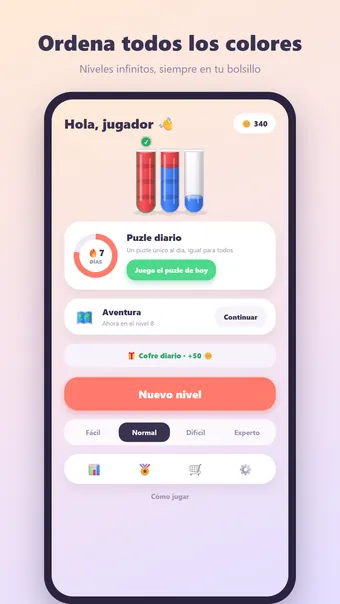 Ordenar Colores – menú principal