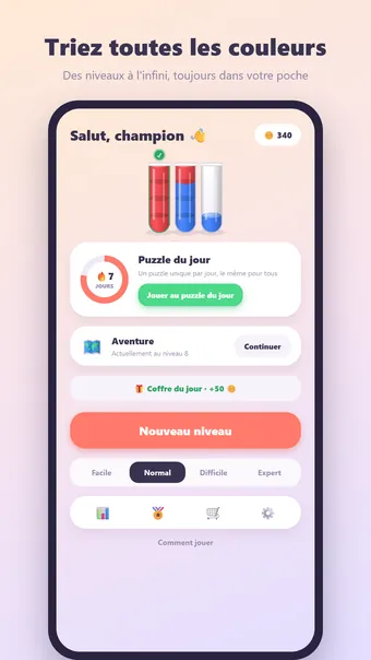 Tri des Couleurs – menu principal