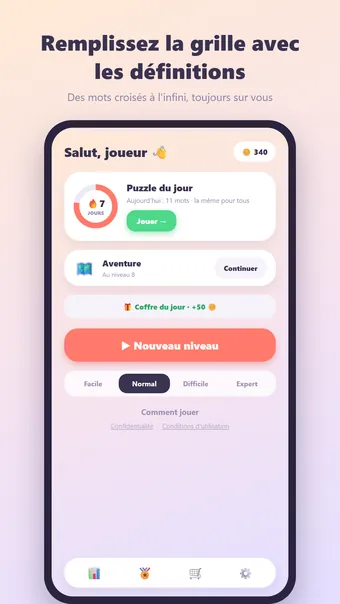 Mots croisés – menu principal