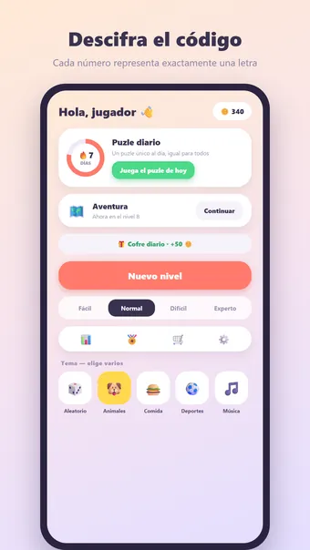 Criptograma – menú principal
