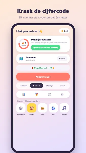 Cryptogram – hoofdmenu