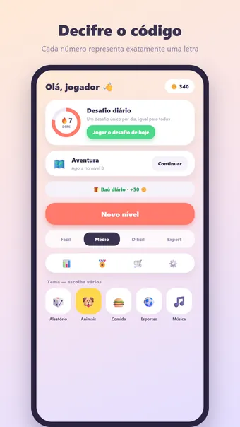 Criptograma – menu principal
