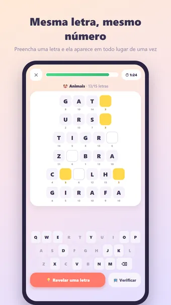 Criptograma – partida em andamento