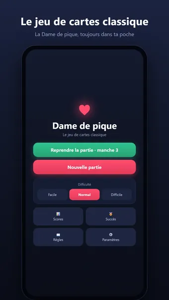 Dame de pique – menu principal