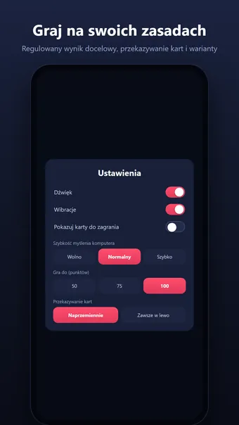 Kierki – ustawienia zasad