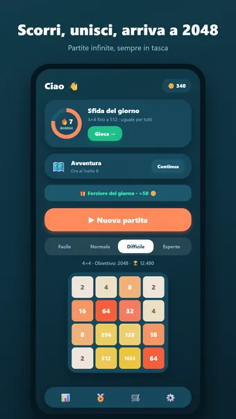 2048 Merge – menu principale