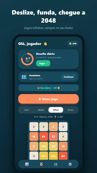 2048 Merge – menu principal