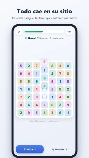 Unir Números – nuevos números que caen en su sitio