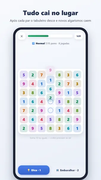 Combinar Números – novos números caindo no lugar