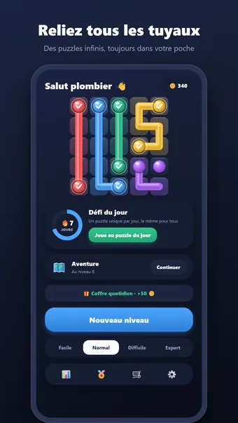 Relier les Tuyaux – menu principal